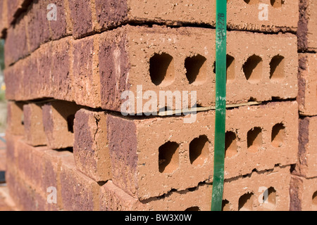 Stack of red bricks Stock Photo