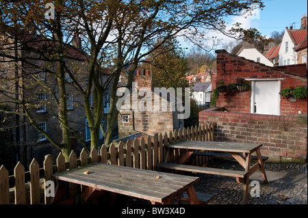 High level back Street in Robin Hoods Bay near Whitby, North Yorkshire. Stock Photo