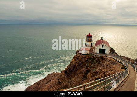 An Old Light house overlooking the sea at Point Reyes, California Stock Photo