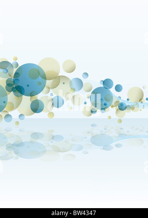 subtle bubble background with wave pattern and reflection Stock Photo