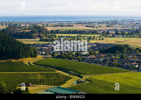 Houses,Mission Estate Winery, Napier, Bay ,Views from Sugar Loaf Hill, Tironui Drive,Taradale,Napier,New Zealand Stock Photo