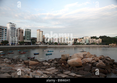 A view over Stanley Bay  to Main Street in Stanley, Hong Kong Island, Hong Kong, China. Stock Photo