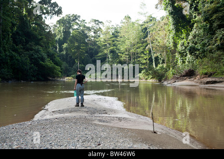 A view of the Segama river near the Danum Valley field center in the Danum Valley Conservation Area, in Sabah, Borneo, Malaysia. Stock Photo