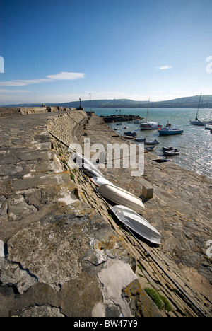 New Quay Cerdgn Wales UK Harbour Harbor Quay Sea Wall Stock Photo