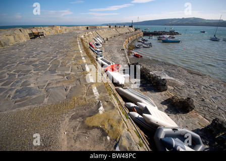 New Quay Cerdgn Wales UK Harbour Harbor Quay Sea Wall Stock Photo