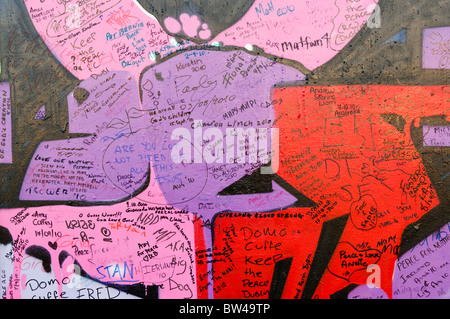 Messages written by tourists on a Peace Wall in Belfast Stock Photo