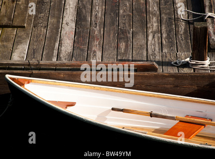New England wooden Dory rowboat, isolated Stock Photo ...