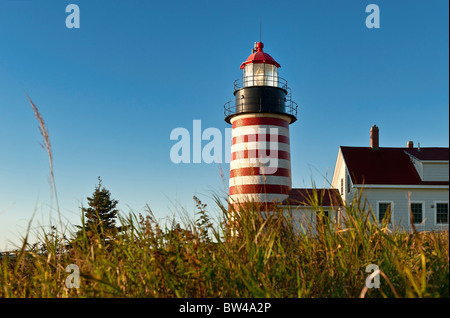 West Quoddy Head Light , Lubec, Maine, USA Stock Photo