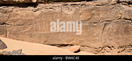 Hans Winkler's famous recorded Rock-Art site 26 in Wadi Abu Wasil in the Eastern Desert of Egypt. Stock Photo