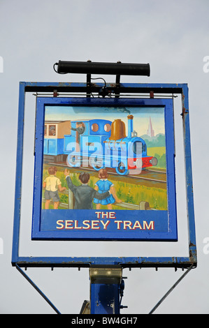 Sign for the Public House The Selsey Tram Chichester Stock Photo
