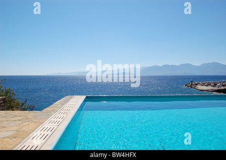Swimming pool at luxury villa, Crete, Greece Stock Photo