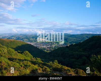 The town of Minehead viewed from Bratton Ball in Exmoor National Park, Somerset, England. Stock Photo