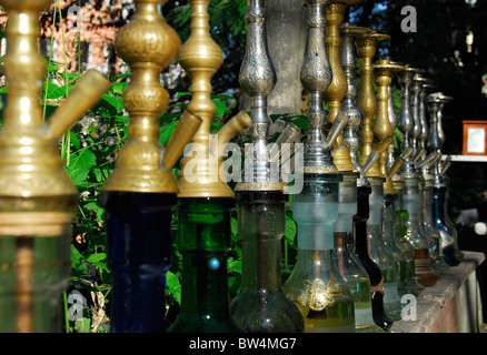 ISTANBUL, TURKEY. Narghiles (water pipes) outside a cafe in Sultanahmet district. 2010. Stock Photo