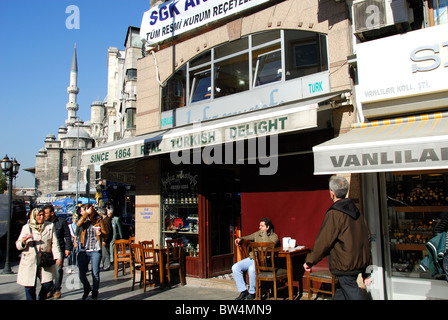 ISTANBUL, TURKEY. A street scene by the Yeni Mosque in the Eminonu district of the city. Autumn 2010. Stock Photo