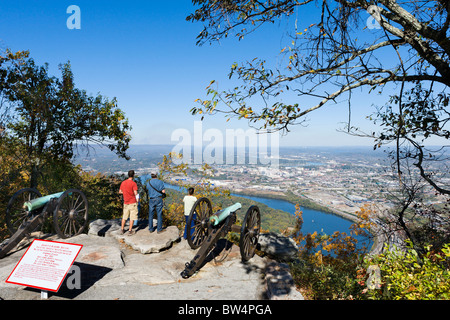 View towards Chattanooga and the Tennessee River from Point Park, Lookout Mountain, Chattanooga, Tennessee, USA Stock Photo