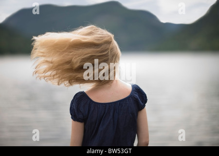 Wind in her hair Stock Photo
