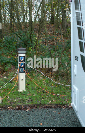 Caravan Electric Hook Up Stock Photo