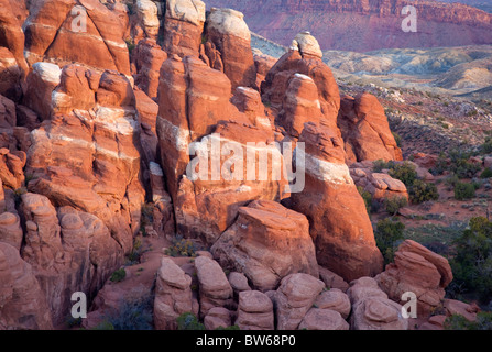 Fiery Furnace with Salt Valley in distance, Arches National Park, Utah Stock Photo