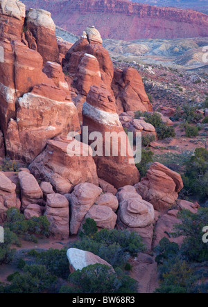 Fiery Furnace with Salt Valley in distance, Arches National Park, Utah Stock Photo