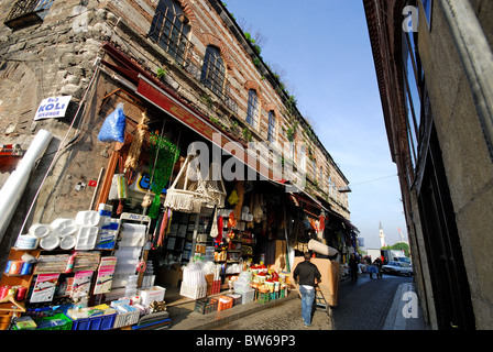 ISTANBUL, TURKEY. Shops by the Rustem Pasa Mosque in the Tahtakale district of the city. 2010. Stock Photo