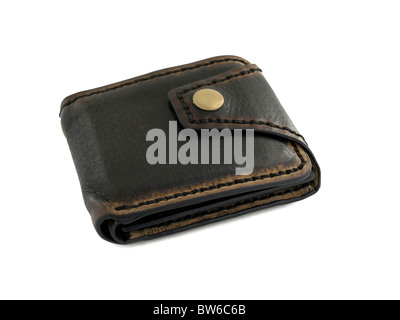 Leather wallet on a white background,  isolated object Stock Photo