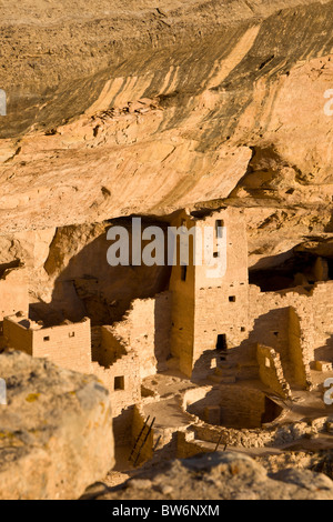 Cliff Palace cave dwellings during winter in Mesa Verde National Park, Colorado, USA. Stock Photo