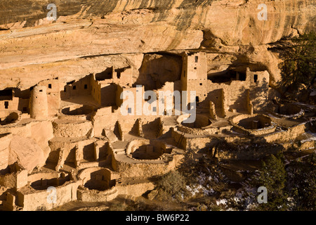 Cliff Palace cave dwellings during winter in Mesa Verde National Park, Colorado, USA. Stock Photo