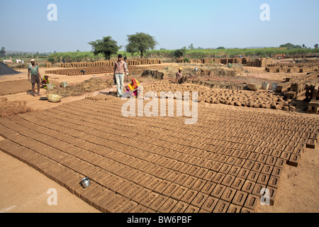 Brick factory, Madhya Pradesh, India Stock Photo