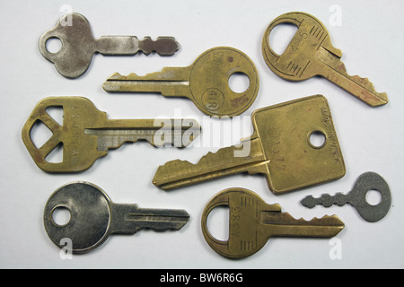 Assortment of Brass & Steel Keys Stock Photo