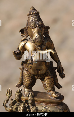 Bronze Ganesh, famous Hindu god with elephant head, on Indian antique market Stock Photo