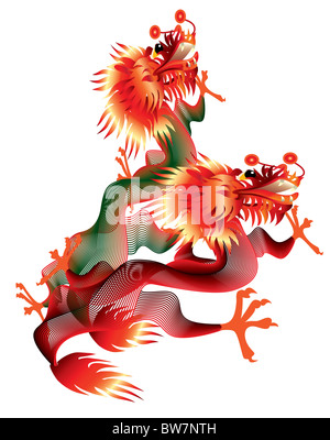 Two chinese dragons on white background Stock Photo
