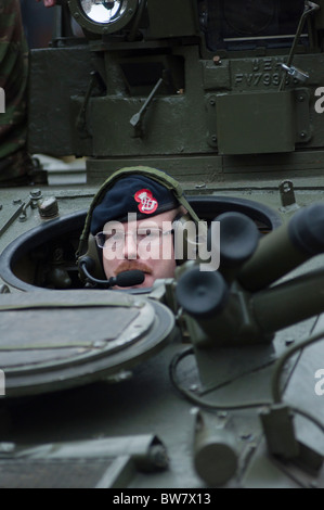 British tank commander in his vehicle Stock Photo