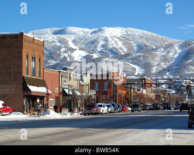 Winter view of Steamboat Springs, Colorado, USA. Stock Photo