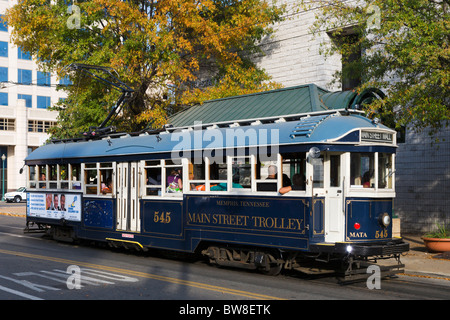 Main Street Trolley on Main Street, Memphis, Tennessee, USA Stock Photo