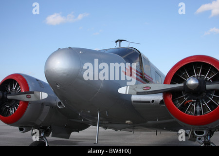 A silver vintage aircraft airplane Stock Photo