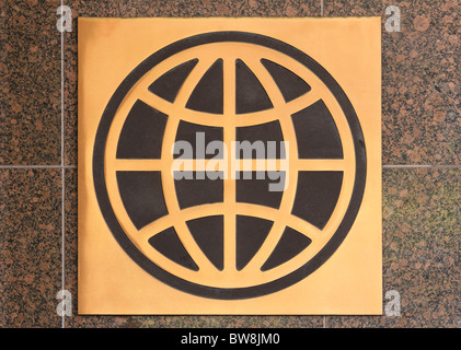 Logo sign of the UN World Bank Group on a granite wall outside a Washington DC office building Stock Photo