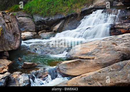 Athukadu Waterfall. Long exposure. Munnar, Kerala, India Stock Photo