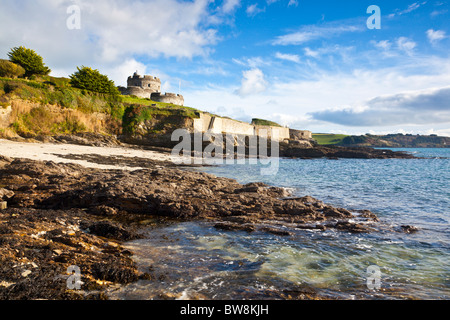 St Mawes Castle Cornwall from the beach below Stock Photo