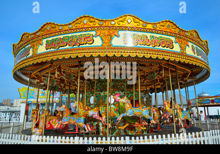 Carousel on Palace Pier, Brighton, East Sussex, UK Stock Photo