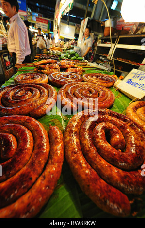 Chiang Mai Sausage - Thung Kwain Market, Lampang Stock Photo