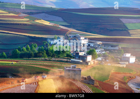 China rural landscape on colorful red land Stock Photo