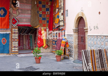 Shops in the souq market in the Habous Quarter, Casablanca, Morocco. Stock Photo