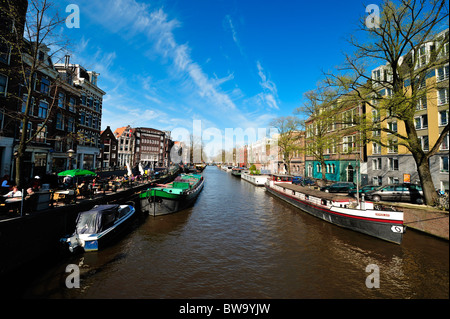 Prinsengracht Amsterdam in spring, The Netherlands Stock Photo