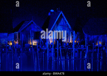 Wooden shacks on stilts Stock Photo