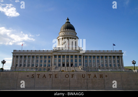 The Utah State Capitol building located on Capitol Hill in Salt Lake City, Utah, USA. Stock Photo