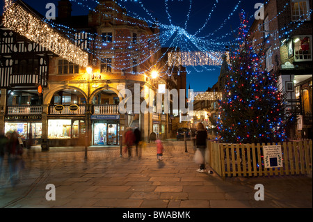 The Cross Bridge Street at Christmas Chester Cheshire Stock Photo