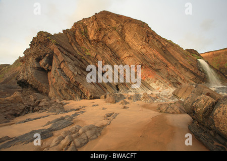 Cliffs at Sandymouth Bay, North Cornwall, England, UK Stock Photo