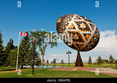Vegreville's (Alberta, Canada) giant Pysanka: the world's largest Ukrainian Easter Egg. Stock Photo