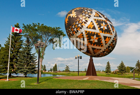 Vegreville's (Alberta, Canada) giant Pysanka: the world's largest Ukrainian Easter Egg. Stock Photo