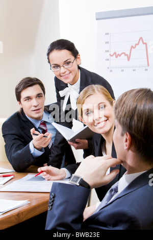 Photo of business group having hot discussion during seminar Stock Photo